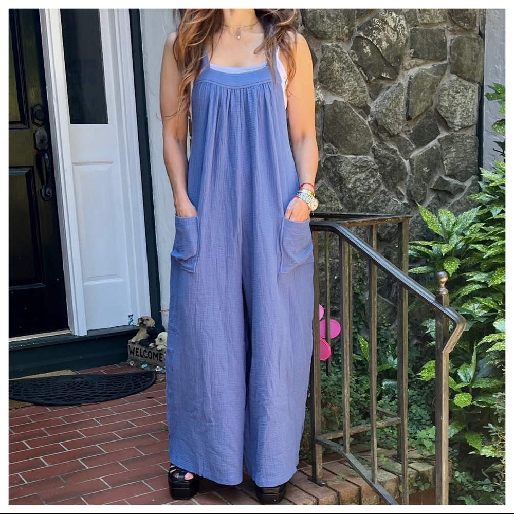 ShopEvelynne Lavender Blue Sleeveless Wide-Leg Jumpsuit - Picture 7 of 7